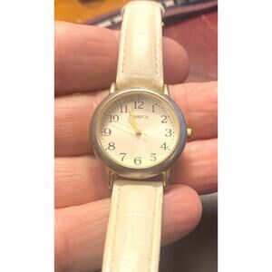 Women's Two Tone Carriage Watch, Water Resistant, White Band